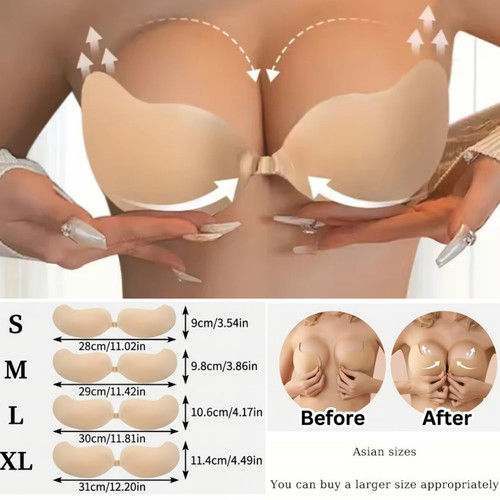Silicone strapless push - strapless, bra