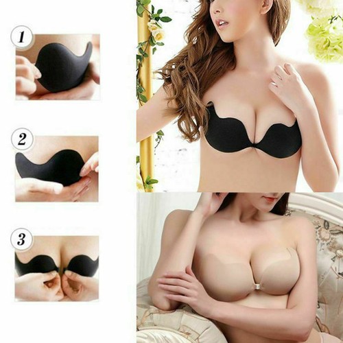 Silicone strapless push bra - silicone, up