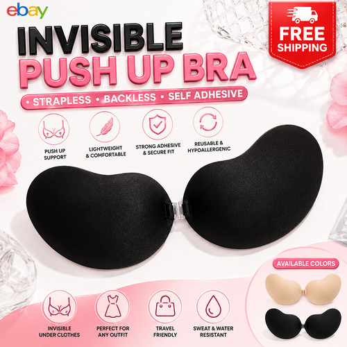 Silicone strapless push bra - strapless, up